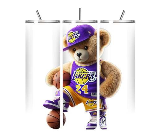 Lakers inspired teddy bear tumbler